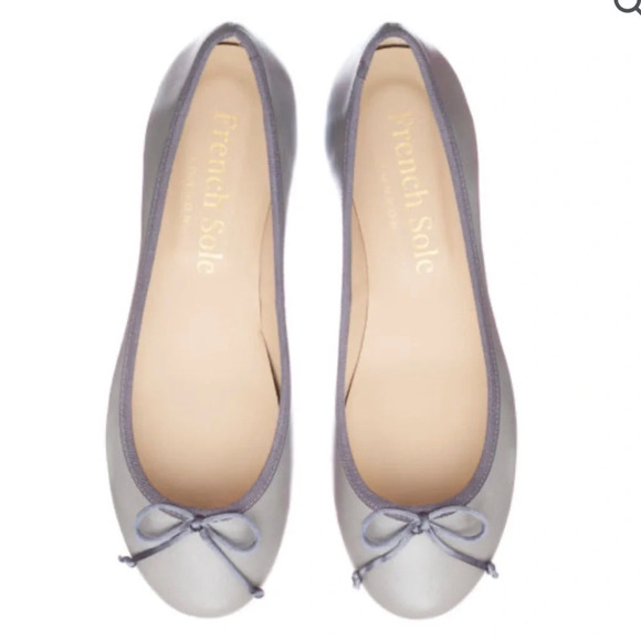 French Sole Lola Grey Leather Ballet Flats - like new - Picture 2 of 9
